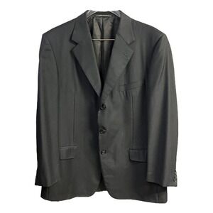 Ermenegildo Zegna‎ Suit Jacket 44R Black Pinstripe Trofeo Italian Dapper Sharp